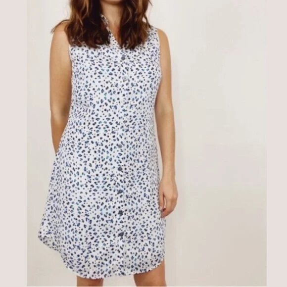 CABI Camilla Sleeveless Button Up Dress Sleeveless Leopard Print Women's Medium - Picture 2 of 14